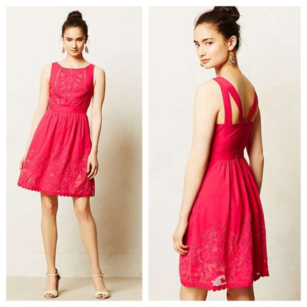 Anthropologie Pink cocktail Rhododendron Dress 4